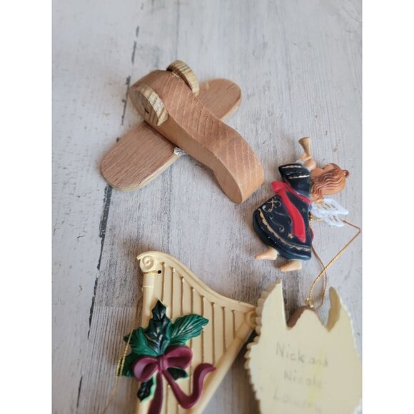 Vintage angelic harp angel rose airplane ornament Xmas set - Picture 9 of 9